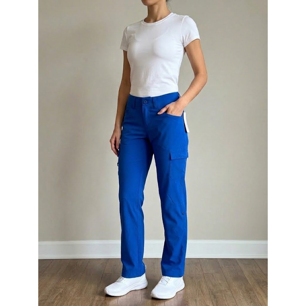 Fabletics Serena Cargo Pants Blue XS Convertible Roll Tab Hiking Trousers NEW